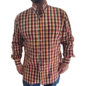 State of Art orange navy cream plaid shirt xxl cotton heritage dadcore casual